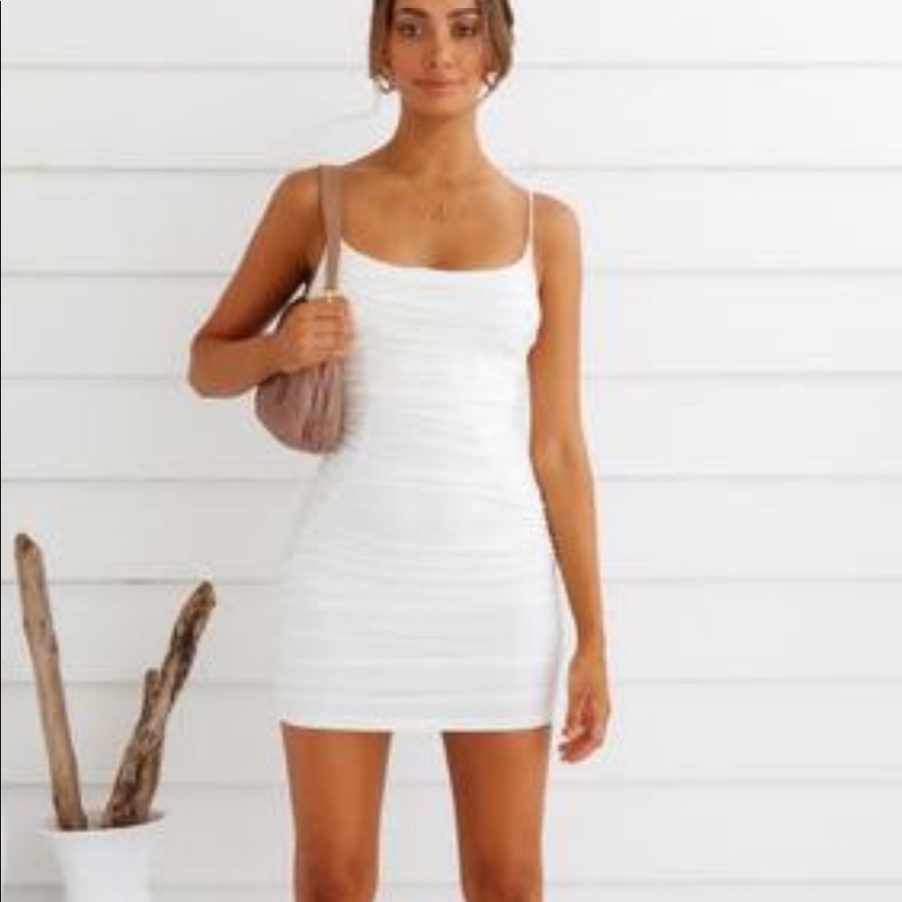“I Start The Party” white mini dress
